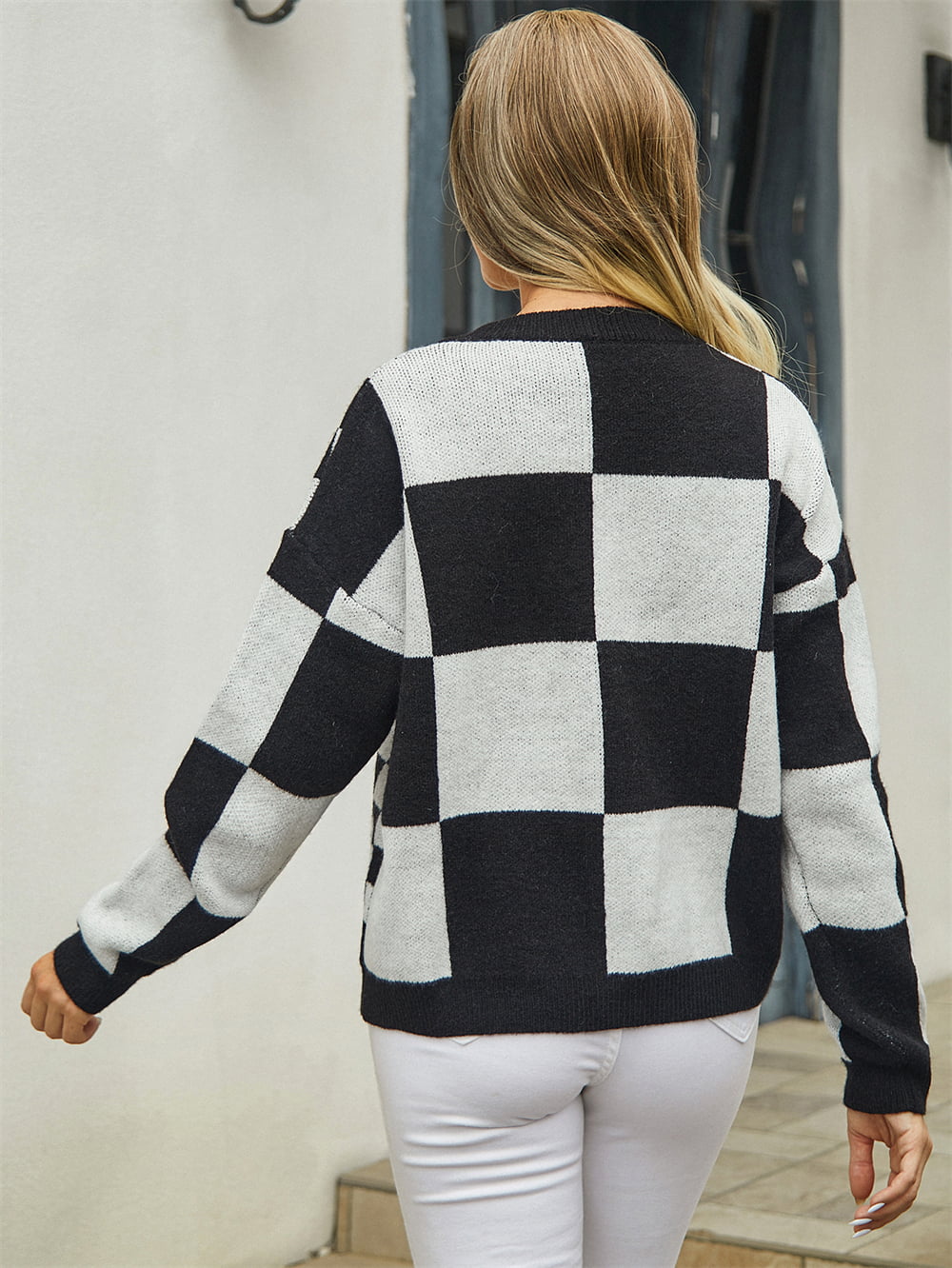 Plaid V - Neck Dropped Shoulder Cardigan - Cowtown Bling N Things