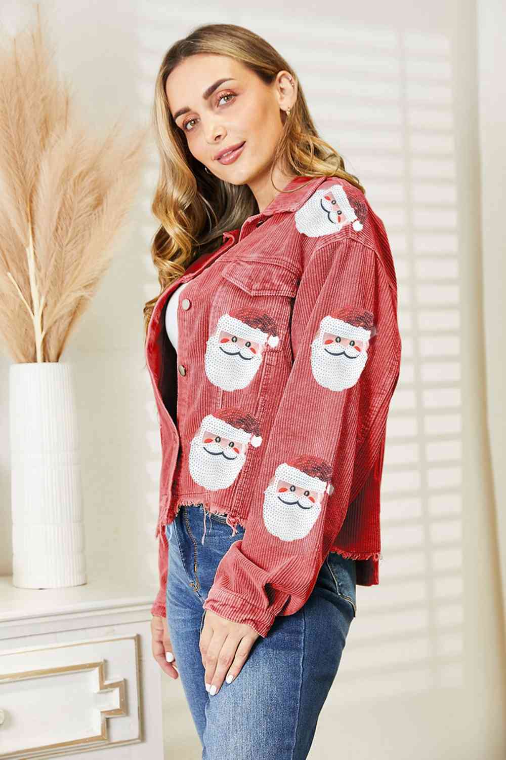 Santa Sequin Raw Hem Jacket - Cowtown Bling N Things