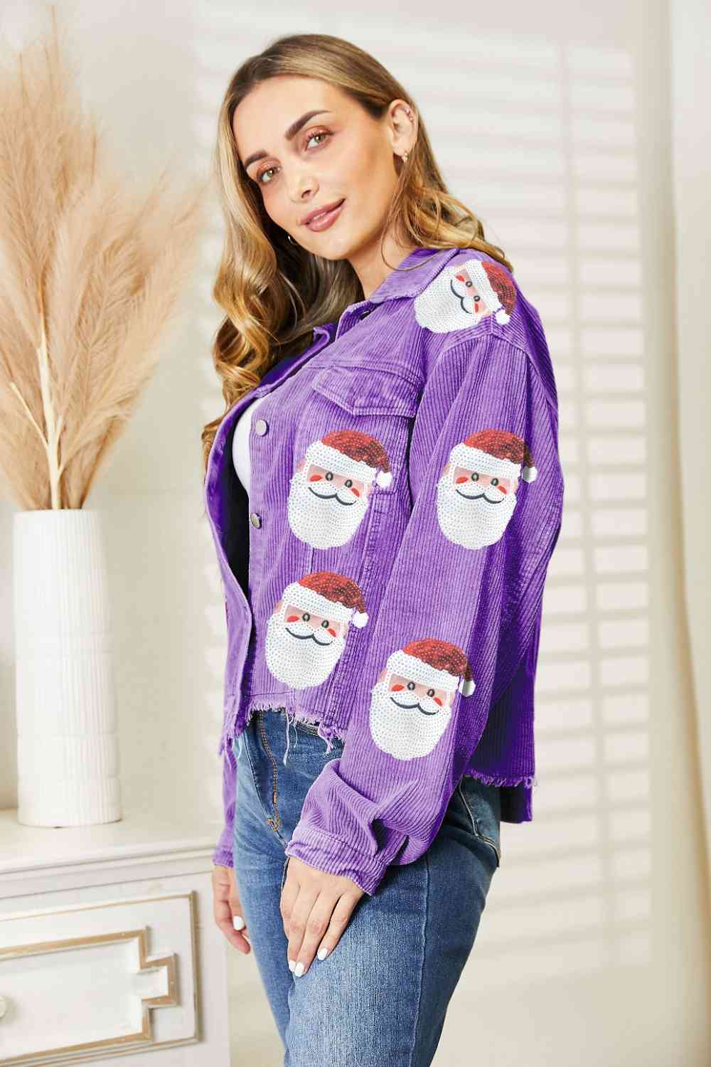 Santa Sequin Raw Hem Jacket - Cowtown Bling N Things