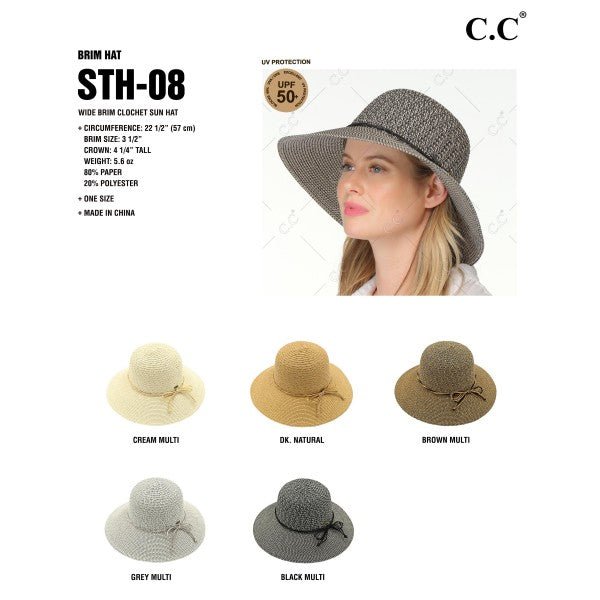 Wide Brim Crochet hat - Cowtown Bling N Things