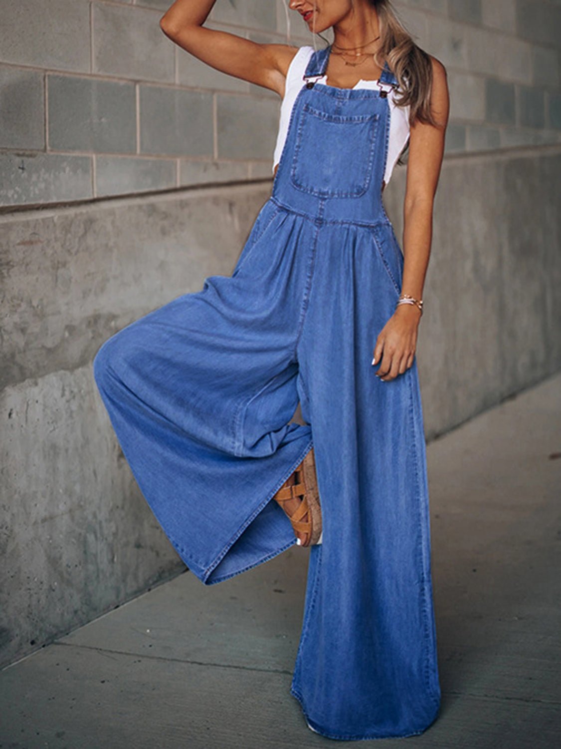Wide Leg Denim Overalls - Cowtown Bling N Things