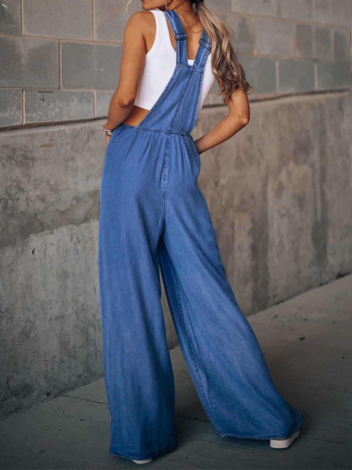 Wide Leg Denim Overalls - Cowtown Bling N Things